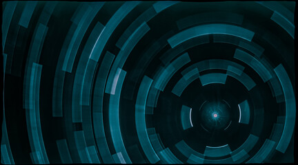 Futuristic alien circles in space abstract in blue