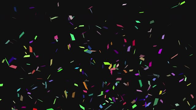 Confetti celebratory multicolor explosion on black background. Confetti background for celebrations and holidays