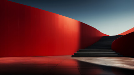 Minimal image of a wall and stairs in bright colors. Visual Harmony