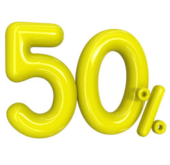 50 Balloon Yellow Number Discount 3D Render