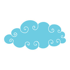 Blue flat cloud. Vector graphics.
