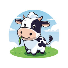 Obraz na płótnie Canvas vector of cute cow mascot kawaii
