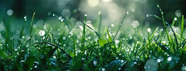 Green grass close up in a summer park