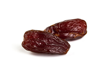 Dried dates, isolated on white background.