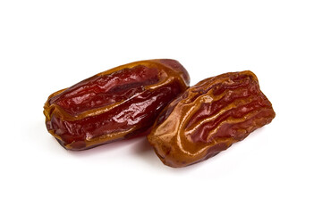 Dried dates, isolated on white background.