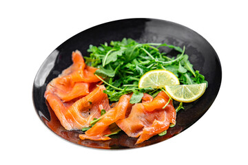 salmon salad seafood eating cooking appetizer meal food snack on the table copy space food background rustic top view 