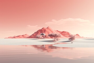 minimalistic pastel color landscape illustration