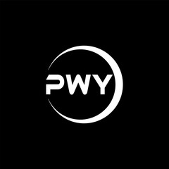 PWY letter logo design with black background in illustrator, cube logo, vector logo, modern alphabet font overlap style. calligraphy designs for logo, Poster, Invitation, etc.