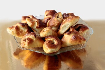 homemade wheat dough crescent rolls with rose jam