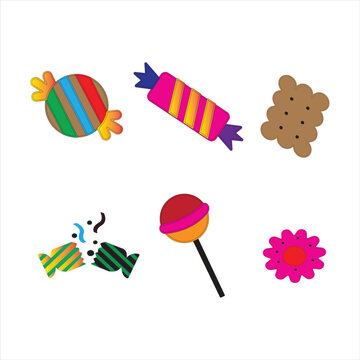 Collection of candy vectors. isolated white background. vector illustration