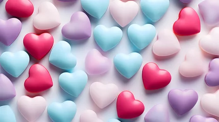 Fotobehang Background with heart shaped sweet pills. St Valentines Day background © Darya