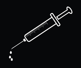 Syringe vaccination protection shield medical symbol vector icon