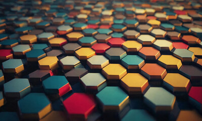 Fototapeta premium Very colorful pattern of hexagonal tiles