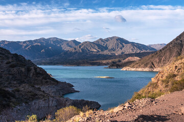 Obraz na płótnie Canvas Reservoir Dam Potrerillos (Embalse Dique Potrerillos), Mendoza, Argentina