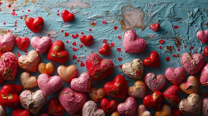 A Pink Heart Symphony in Romantic Bliss A vibrant background of soft pink hues adorned with intertwining hearts, symbolizing the celebration of enduring love on Valentine's Day