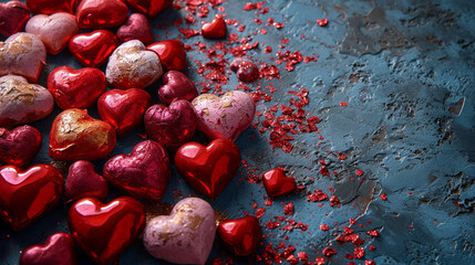 A Pink Heart Symphony in Romantic Bliss A vibrant background of soft pink hues adorned with intertwining hearts, symbolizing the celebration of enduring love on Valentine's Day