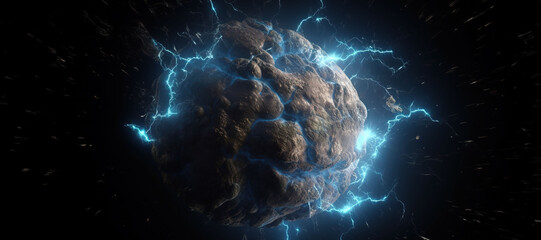 energy stone electrical explosion 8 - obrazy, fototapety, plakaty