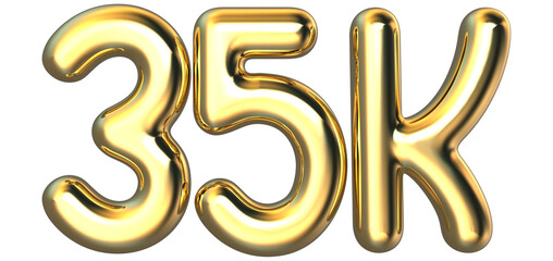35K Followers Number Balloon 3D Render