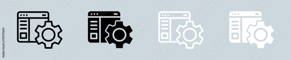Poster configuration icon set in black and white. setting signs vector illustration.