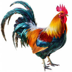 Fototapeta premium Portrait of a rooster on a white background