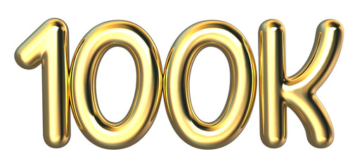 100K Followers Number Balloon 3D Render