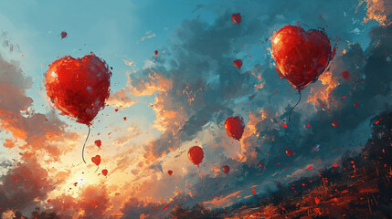 A Pink Heart Symphony in Romantic Bliss A vibrant background of soft pink hues adorned with intertwining hearts, symbolizing the celebration of enduring love on Valentine's Day