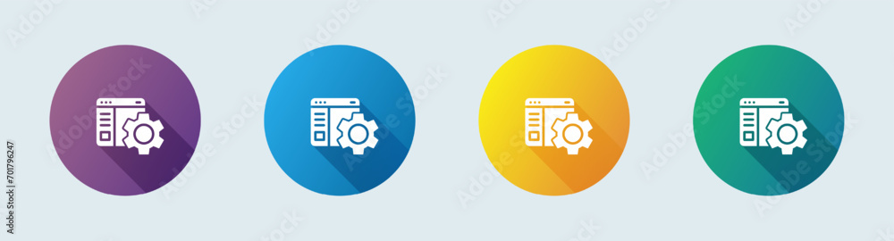 Aufkleber configuration solid icon in flat design style. setting signs vector illustration.