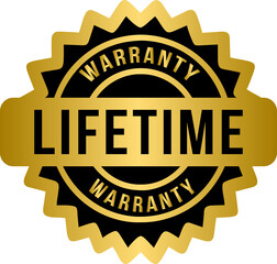Lifetime Warranty Golden Seal Stamp, gold lifetime warranty label, badge, stamp
