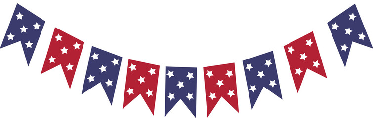 String of American flag decorative bunting, Patriotic bunting flags. 4th of July American Flag for Independence Day	
