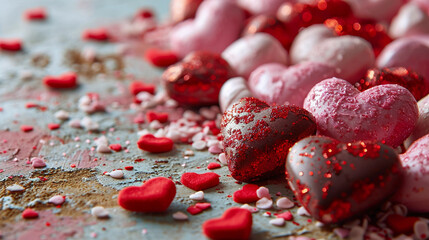 A Pink Heart Symphony in Romantic Bliss A vibrant background of soft pink hues adorned with intertwining hearts, symbolizing the celebration of enduring love on Valentine's Day