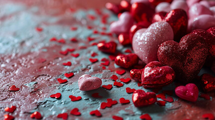 A Pink Heart Symphony in Romantic Bliss A vibrant background of soft pink hues adorned with intertwining hearts, symbolizing the celebration of enduring love on Valentine's Day