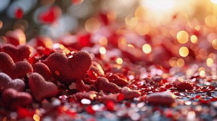 A Pink Heart Symphony in Romantic Bliss A vibrant background of soft pink hues adorned with intertwining hearts, symbolizing the celebration of enduring love on Valentine's Day