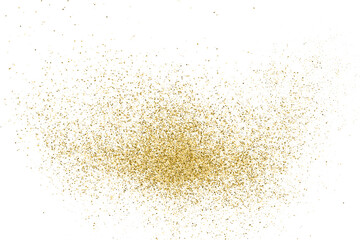 Gold Glitter Texture Isolated On White. Goldish Color Sequins. Golden Explosion Of Confetti. Design Element. Celebratory Background. Vector Illustration.