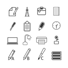 school stationery icons set 