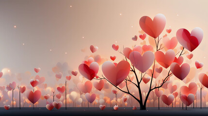 A Pink Heart Symphony in Romantic Bliss A vibrant background of soft pink hues adorned with intertwining hearts, symbolizing the celebration of enduring love on Valentine's Day