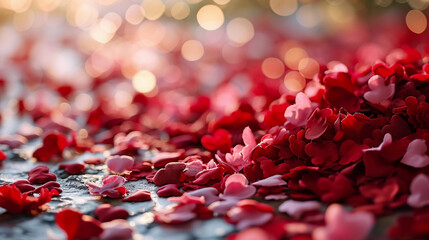 A Pink Heart Symphony in Romantic Bliss A vibrant background of soft pink hues adorned with intertwining hearts, symbolizing the celebration of enduring love on Valentine's Day