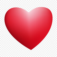 Heart red icon silhouette style isolated on the white background. Valentine's Day concept. Ready to apply to your design. Vector illustration.