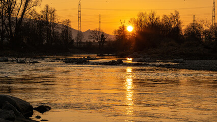 Sonnenuntergang an der Aare