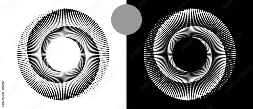 Fototapete abstract background with halftone dots in circle. art design circle as logo or icon. a black figure 