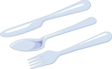 Vector illustration showing fork, knife and spoon