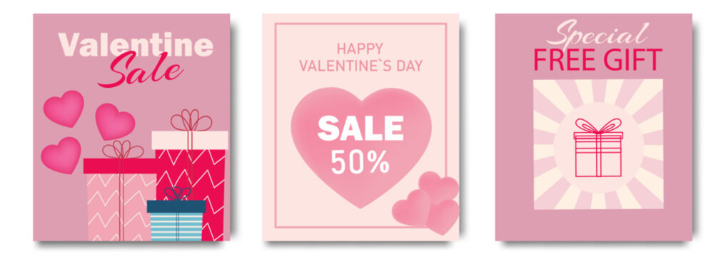 Template of Valentine's Day sale background. Romantic composition of frame and banner for discount, special offers, website, posters, promotional material.