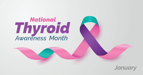National Thyroid Awareness Month Banner. Observed in the month of January every year. - obrazy, fototapety, plakaty