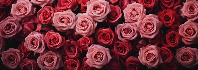 Background of pink and red rosebuds.