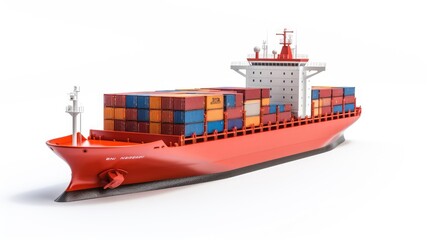 Cargo Container shhip sailing in the sea and Tugboat asssistance, Logistics and Transportation of international Container Cargo ship on white background.