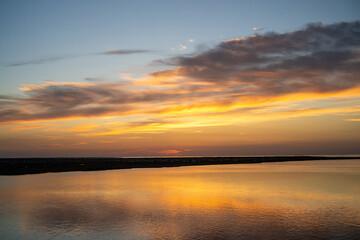 Sunset over Kerkennah - Tunisian archipelago in the Mediterranean Sea