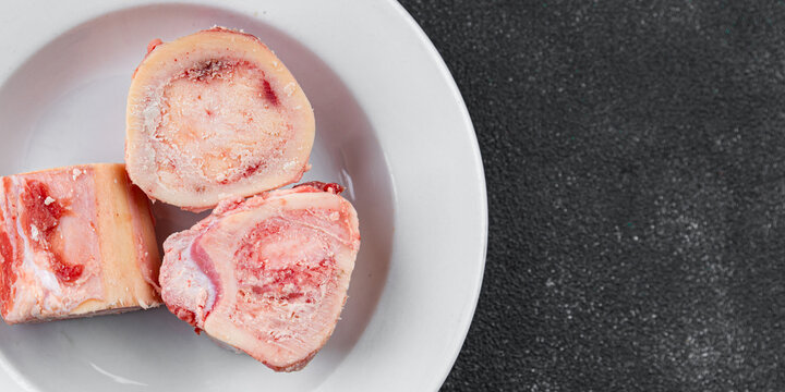 raw bone food bone marrow fresh eating cooking appetizer meal food snack on the table copy space food background 