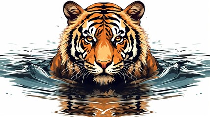 The new black water tiger is represented by this beautiful wild tiger head portrait painting illustration on a canvas.