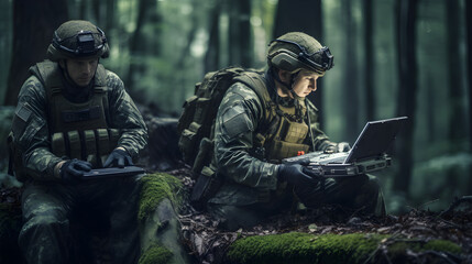 Soldiers at war in the forest are planning a defense