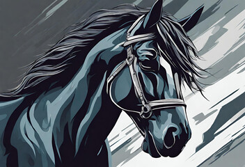 Horse draw equine art horse face unicorn - obrazy, fototapety, plakaty
