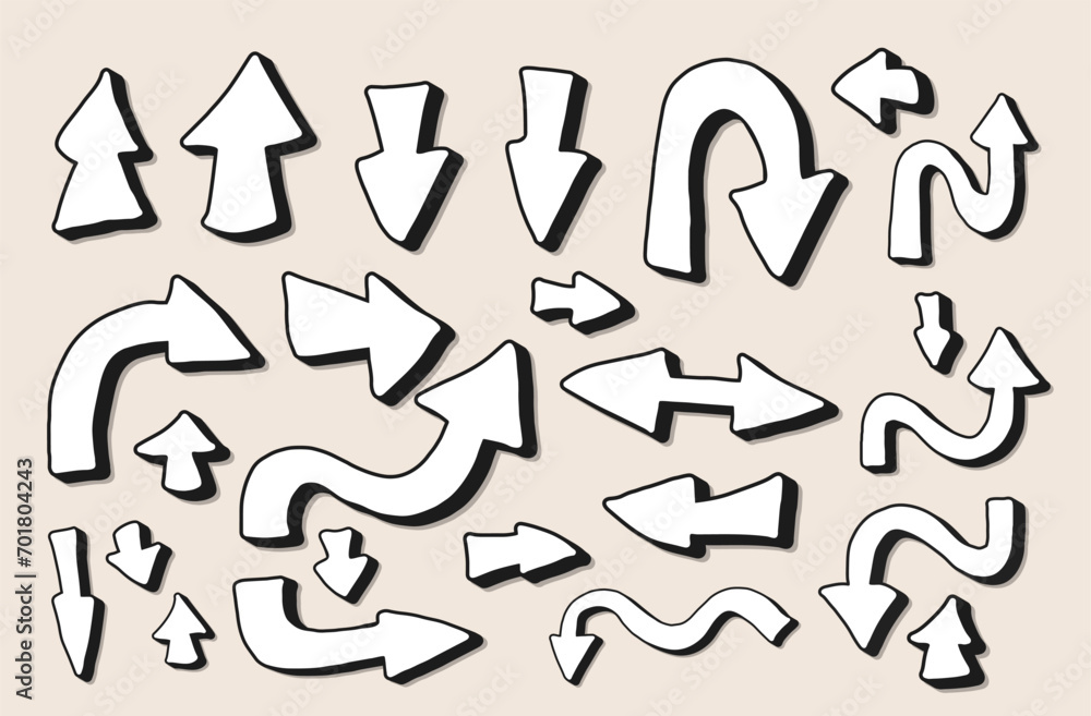 Poster arrow set. collection of direction pointers signs. vector illustration.